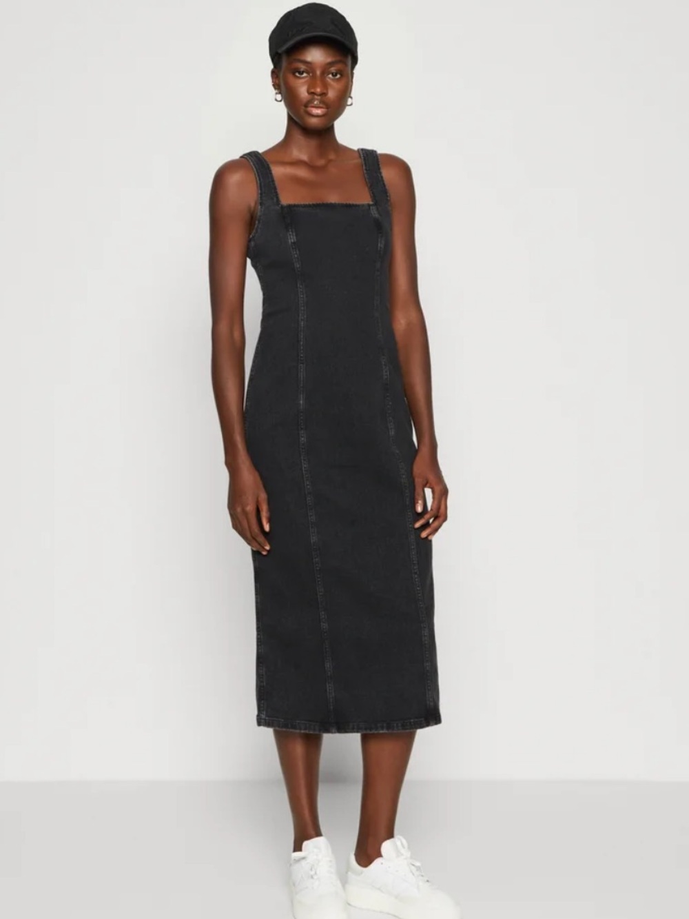 Abercrombie & Fitch Black Denim Midi Dress